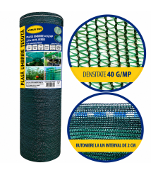 Plasa umbrire 40 g/mp, 2 x 50 m, verde